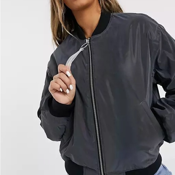 Nice oversized bomber jacket in iridescent reflective - Picture 4 of 4
